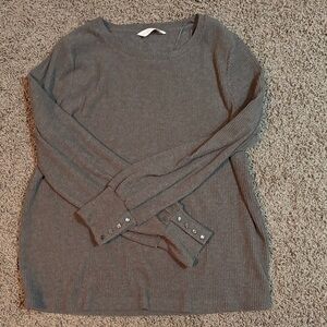 Lauren Conrad Kohl brownRibbed Long Sleeve Sweater